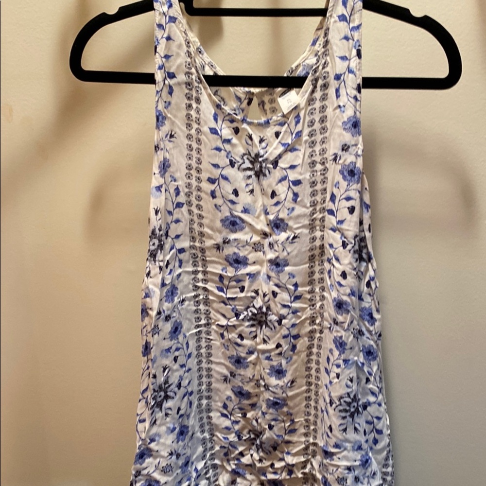 Floral Blue and White Women's Tank Top